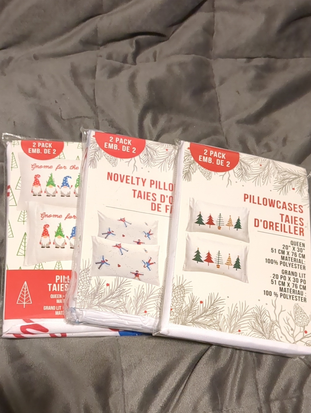 🎄Holiday Novelty Pillowcase 2-Pack - White with Festive Trees